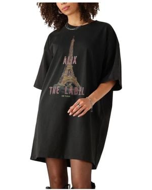 Alix The Label Paris Gestricktes T-Shirt Kleid - Schwarz