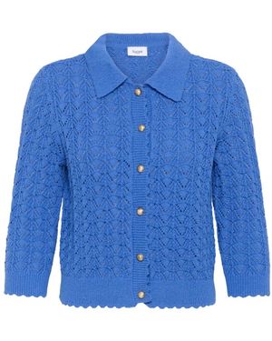 Saint Tropez Mila R-Neck Cardigan - Blauw