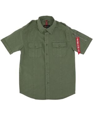 Alpha Industries Short Sleeve Shirts - Green