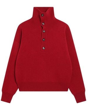 Ami Paris Trui Met Hoge Knoopkraag - Rood