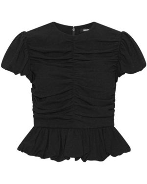 ROTATE BIRGER CHRISTENSEN Top Met Pofmouwen En Ruches - Zwart