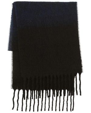Ines De La Fressange Paris Cléo Geribbeld Gebreide Sjaal Met Franjes - Zwart