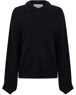Iceberg Truien & Vesten ,Blauw ,Wol Polo Trui - Zwart