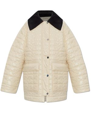 Ganni Geïsoleerde Jas Met Een Corduroy Coltrui - Wit