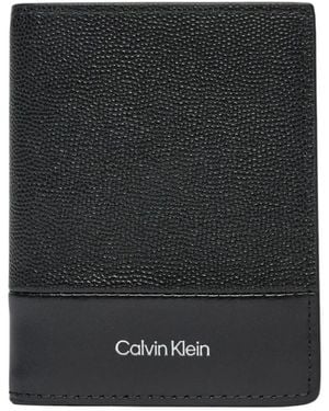 Calvin Klein Schwarzes Leder Bifold Geldbörse Pebble Grain