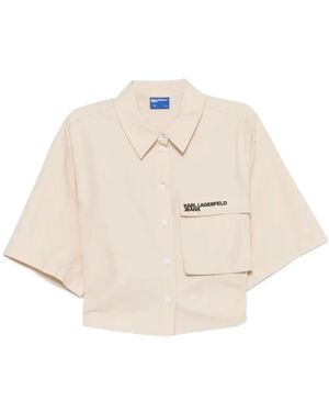 KARL LAGERFELD Cropped Hemd Mit Bindegürtel - Natur
