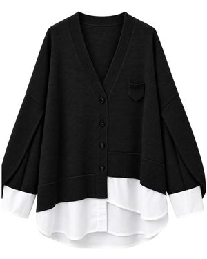 MEIMEIJ Cardigan Mit Überschnittener Schulter Und Langen Ärmeln - Schwarz