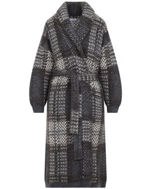 Brunello Cucinelli Truien & Vesten ,Grijs ,Wol Macrocheck Cardigan Jas