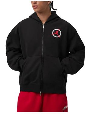 Nike Fitness ,Zwart ,Polyester Flight Club Fleece Sweatshirt Met Volledige Ritssluiting