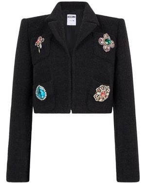Moschino Jassen ,Zwart ,Wol Korte Jas Met Applicaties
