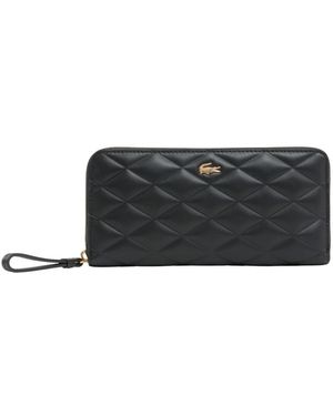 Lacoste Accessoires ,Zwart ,Leer Grote Crocodelle Leren Portemonnee Met Rits