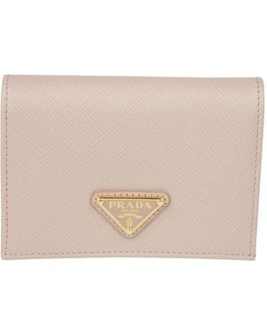 Prada Accessoires ,Roze ,Leer Small Saffiano Leather Wallet - Naturel