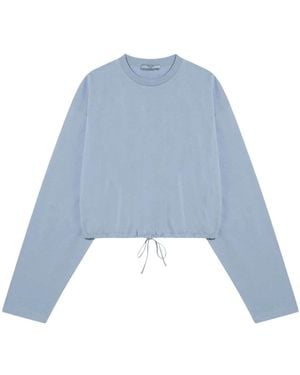 Prada Hoodies & Sweatvesten ,Blauw ,Katoen T-Shirt Met Ronde Hals En Lange Mouwen