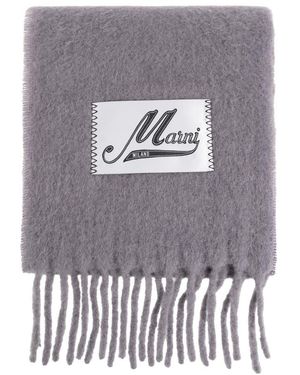 Marni Accessoires ,Grijs ,Sjaal Met Franjes - Metallic