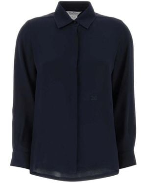 Max Mara Overhemden ,Blauw ,Geranio Crepe De Chine Shirt