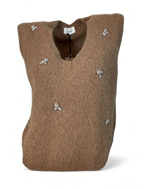 ViCOLO Mouwloze Gebreide Vest - Bruin