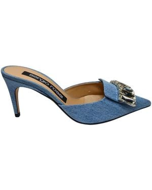 Sergio Rossi Sr Paris Mules - Blauw