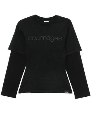 Courreges T-Shirt Met Dubbele Mouwen - Zwart