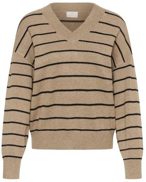 Kaffe V-Neck Knitwear - Marron