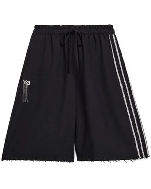 Y-3 Fitness ,Zwart ,Polyester Sport Uniform Raw Cut 3 Stripes Shorts