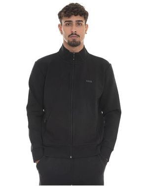 BOSS Sweatshirt Mit Reißverschluss Und Seitenlogo - Schwarz