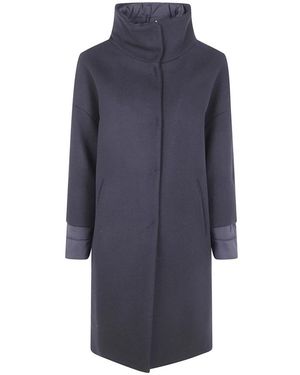 Herno Jassen ,Zwart ,Wol Gewatteerde Lange Jas - Blauw