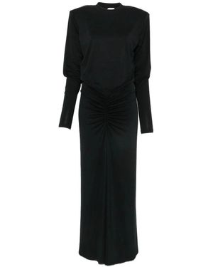 ANDAMANE Kleedjes ,Zwart ,New Lennox Midi-Jurk Met Lange Mouwen