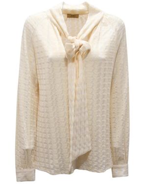 PHO® Firenze Overhemden ,Wit ,Blusa Wo Knitted Blouse 4322144 - Naturel