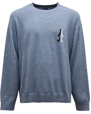 Armani M8256 Maglione Exchange Baumwoll-/Wollpullover - Blau