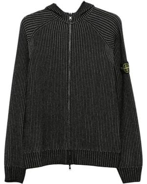 Stone Island Truien & Vesten ,Zwart ,Ribbed Zip-Up Vest