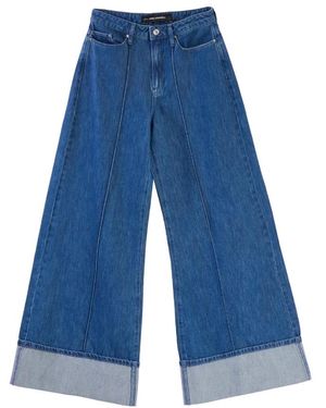 Karl Lagerfeld Gefaltete Wide-Leg-Denimhose - Blau