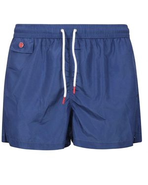 Kiton Badeshorts Mit Verstellbarem Bund Und Logotasche - Blau