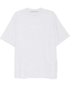 Alexander Wang Tops ,Grijs ,Katoen Logo Print Tee - Wit