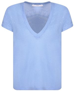 IRO Leinen-T-Shirt - Blau
