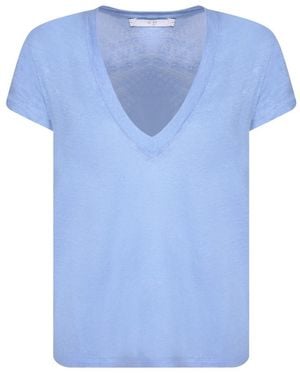IRO Tops ,Blauw ,Linnen Linnen T-Shirt