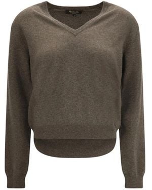 Loro Piana V-Neck Knitwear - Gris