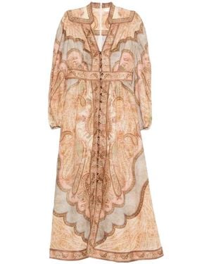 Zimmermann Wanderlust Plunge Midi Dress - Natur