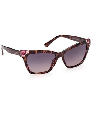 Guess Braune Injizierte Quadratische Linse Sonnenbrille - Lila