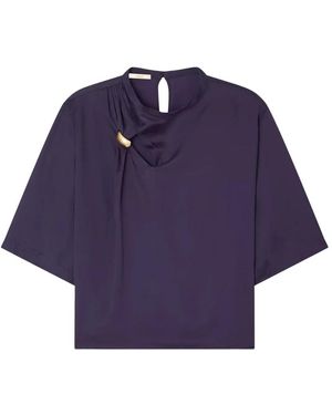 Sessun Jewel Collar Viscose Blouse - Blauw