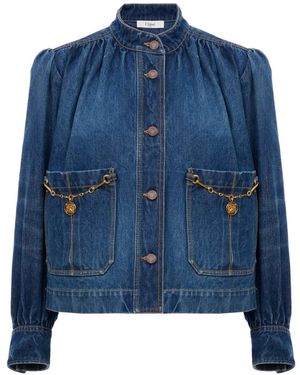 Chloé Jassen ,Blauw ,Denim Gathered Denim Jacket