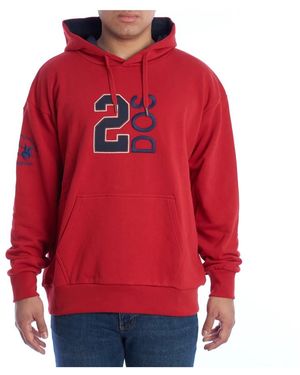 La Martina Hoodies & Sweatvesten ,Rood ,Katoen Zip Hoodie Met Iconisch Design