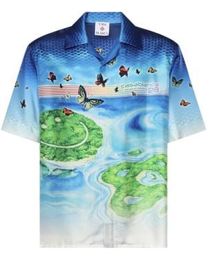 CASABLANCA Short Sleeve Shirts - Blue