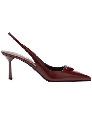 Prada Schoenen ,Rood ,Leer Decollete - Bruin