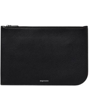 McQueen Schwarze Leder Aktentasche