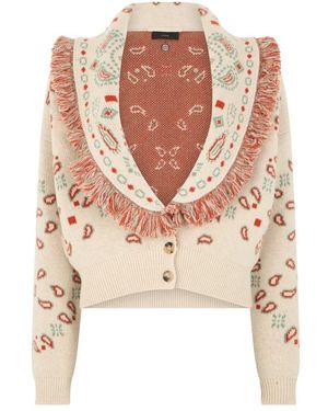 Alanui Truien & Vesten ,Wol Bandana Jacquard Cardigan - Naturel