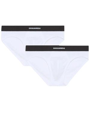 DSquared² Ondergoed ,Wit ,Katoen Katoenen Elastische Taille 2-Pack Ondergoed