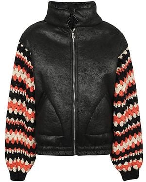 TU LIZE Schwarze häkelärmel bomberjacke