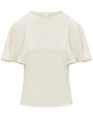 Michael Kors Satin Blouse Met Cape Mouwen - Wit