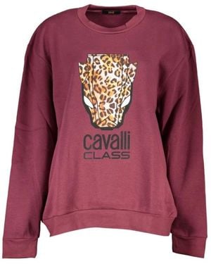 Roberto Cavalli Hoodies & Sweatvesten ,Paars ,Katoen Elegant Paars Fleece Sweatshirt