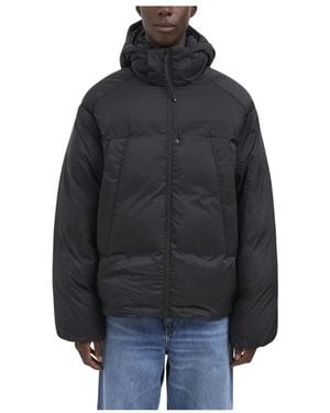 Y-3 Jassen ,Zwart ,Leer Hooded Puffer Jacket